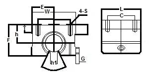 Technical diagram of ✝️ SMD16GUU NB 16mm Pillow Block Unit Motion Linear Bearing, showing dimensions and design layout.