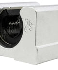 SME25GUU 25mm Open Block Unit Motion Linear Bearing side view with resin retainer for smooth operation.