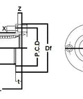 Technical diagram of SMF35G 35mm Slide Bush Ball Bushings Linear Motion Bearing with dimensions and mounting holes visible.