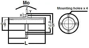 Technical diagram of ✝️ SMFC60GUU NB 60mm Slide Bush Bushings Motion Linear Bearing showing dimensions and mounting holes for smooth alignment.