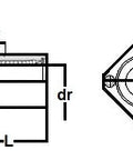 Technical diagram of the ✝️ SMK20UUE NB 20mm Slide Bush Bushings Motion Linear Bearing for mechanical systems, front and top view.