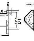 Technical diagram of ✝️ SMK50GUU 50mm Slide Bush Bushings Motion Linear Bearing with dimensions and mounting hole details.