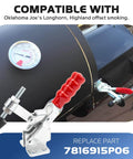 2 Pack Heavy Duty Adjustable Smoker Door Latch Clamps For Offset Smokers Compatible With Firebox Lids And Smoking Chambers Replacement Part 7816915P06 shown with a smoker attached.