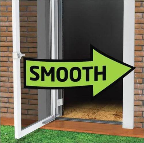 Smooth Door Closer kit on a screen door showcasing smooth motion and hold open feature for lightweight doors.