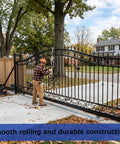 9 Ft V Track Galvanized Inverted Track For Sliding Gates And Doors installed in residential driveway