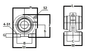 Technical diagram of SMP20GUU NB 20mm Pillow Block Unit Motion Linear Bearing showing dimensions for automation and mechanical systems.