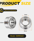 Set Of Four SMR63ZZ Deep Groove Ball Bearings 3x6x2.5mm 440C Stainless Steel Double Shielded ABEC 5 Precision Mini Bearings