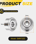 Set of 4 SMR72ZZ Deep Groove Ball Bearings 2x7x3mm 440C Stainless Steel Double Shielded ABEC 5