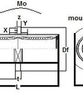 Technical diagram of ✝️ SMSTC13UU NB 13mm Slide Bush Bushings Miniature Motion Linear Bearing with dimensions and mounting holes.