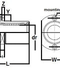 Technical diagram of SMT12UUE NB 12mm Slide Bush Bushings Miniature Motion Linear Bearing with measurements and mounting holes.