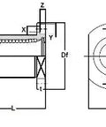 Technical diagram of SMT6UU NB 6mm Slide Bush Bushings Miniature Motion Linear Bearing with key measurements and mounting holes.