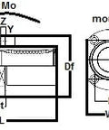 Technical diagram of ✝️ SMTC16GUU NB 16mm Slide Bush Bushings Miniature Motion Linear Bearing with dimensions and mounting holes.