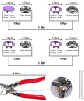 Diagram of All In One 9.5mm Snap Button Kit With 200 Pieces In 10 Colors, Includes Pliers And Snap Fastener Tool for sewing
