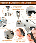 Close-up of heavy duty snap fasteners kit tool showing precision design features and comfortable grip for DIY repairs.