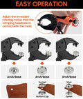 Diagram of Heavy Duty Snap Fastener Tool Kit With 100 Snap Sets In Four Colors, showing assembly steps and components.
