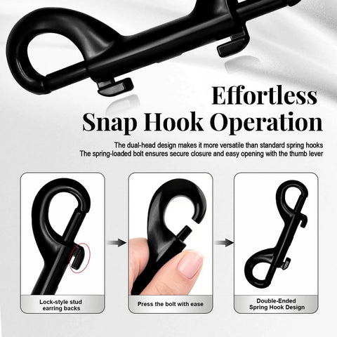 Heavy Duty Double Ended Snap Hooks 3.5 Inch Zinc Alloy Trigger Clips With Stainless Steel Spring 110 Lb Load One Hand Operation