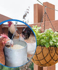 Hanging plants and chickens eating with double ended snap hooks, 4 Pack Double Ended Snaps 3.5 Inch Zinc Alloy Trigger Metal Clips Silver