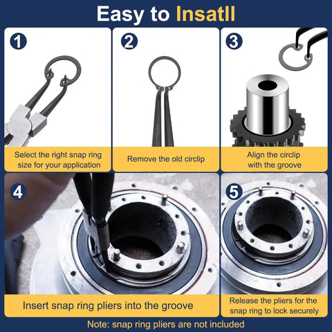 Installation steps for Internal Retaining Rings Set 50 Pcs 25 Mm Inner Diameter 65Mn Manganese Steel C Clip Circlips