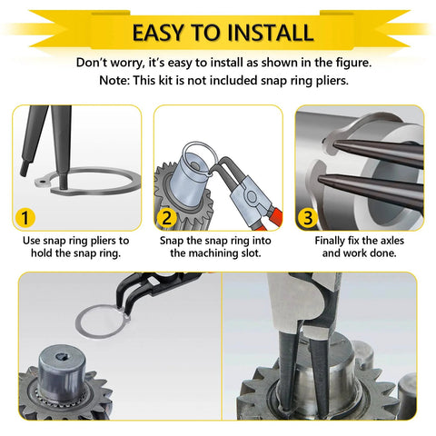 Installation steps for 325 Piece Snap Ring Set for Axles and Shafts External Circlips C Clip Assortment Kit