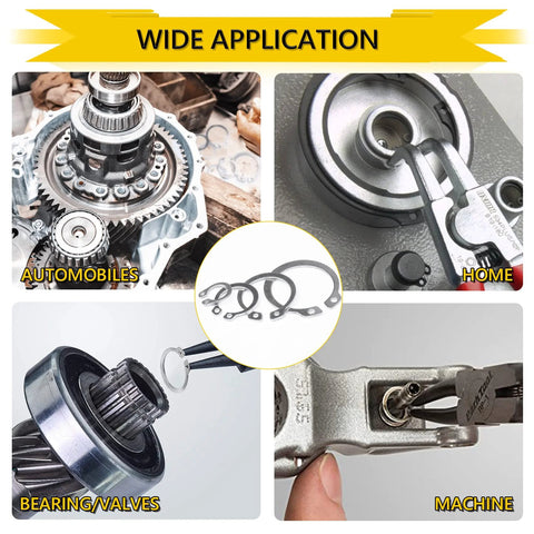 Wide applications of 325 Piece Snap Ring Set For Axles And Shafts External Circlips C Clip Assortment Kit In 15 Sizes Made From 304 Stainless Steel