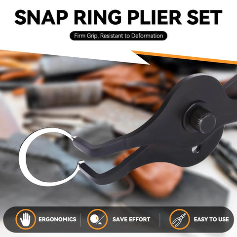 All In One Snap Ring Pliers Kit For Automotive Repair Heavy Duty 10 Piece Set With Straight And Bent Pliers in use