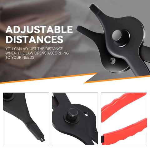 Close-up of All In One Snap Ring Pliers Kit for Automotive Repair Heavy Duty 10 Piece Set with straight and bent pliers