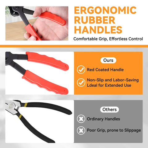 All In One Snap Ring Pliers Kit For Automotive Repair Heavy Duty 10 Piece Set With red ergonomic handles for grip