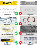 Comparison of IEAWISL 325 Piece Snap Ring Set for Axles with corrosion resistance, complete set, and clear packaging