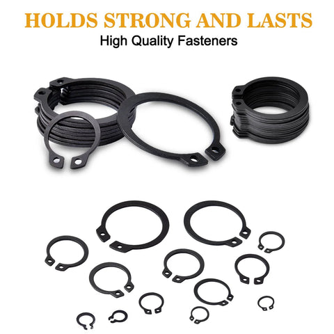 315 Piece Snap Ring Set For External Circlips In 15 Sizes Alloy Steel Heat Treated Retaining Rings Kit For Axles Shafts And Moving Parts