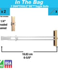 Heavy Duty SnapToggle Anchor for Hollow Walls and Drywall, One Person Installation Behind Material, Zinc Plated Steel Channel, Pack Of 2 by Toggler