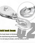 Pulley Hook (1Tons/2,200 LBS) Snatch Block with Hook Heavy Duty Pulley Lifting Block Hoist focus on hook and pulley close-up