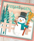 Top Shelf Long Fence Metal Cutting Dies Set For Card Making And Scrapbooking Includes Embossing Dies with snowman and fence design