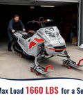 Heavy duty snowmobile dolly set of 3 with 3 inch caster wheels, V slide steel dollies moving sled with rubber ski pads, 1660 lb capacity
