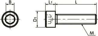 Technical diagram of ✝️ SNSL-M3-10 NBK Socket Head Cap Screws - SUS316L- Pack of 5 - Made in Japan with measurements for automation systems.