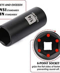 6-point socket from 52 Piece One Quarter Inch Drive Impact Socket Set With 72 Tooth Ratchet And Adapters LLNDEI Chrome Vanadium Steel Sockets CR-V Metric And SAE Storage Kit