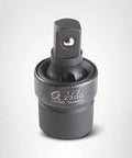 Close-up of a 1/2 inch steel socket adapter with black finish, labeled 'CR-MO Taiwan' for heavy-duty machinery use.