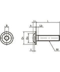 Technical diagram of ✝️ SFB-M5-20 NBK Socket Button Head Cap Screws - Flange 20-Pack - Made in Japan, with measurements for automation systems.