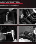 Four Piece Three Eighths Inch Drive Socket Extension Bar Set With Three Six And Ten Inch Extensions And Universal Joint Sockets Chrome Vanadium Steel Construction For Durable Auto Repair And Home Improvement Extends Reach In Tight Spaces in use