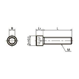 Technical drawing of ✝️ SNSS-M4-16-SD NBK Socket Head Cap Screws - Small Head - Pack of 10. - Made in Japan showing dimensions and structure.