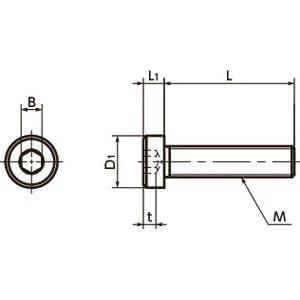Technical diagram of ✝️ SLH-M3-12-SD NBK Socket Head Cap Screws - Low & Small Head- Pack of 10 - Made in Japan