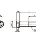 Technical drawing of ✝️ 10-Pack Made in Japan SLHS-M6-16-SD NBK Socket Head Cap Screws - Low & Small Head, dimensions labeled