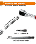 Extension bars from 46 Piece One Quarter Inch Drive Socket Ratchet Wrench Set With Bit Sockets Metric Extension Bar And Storage Case