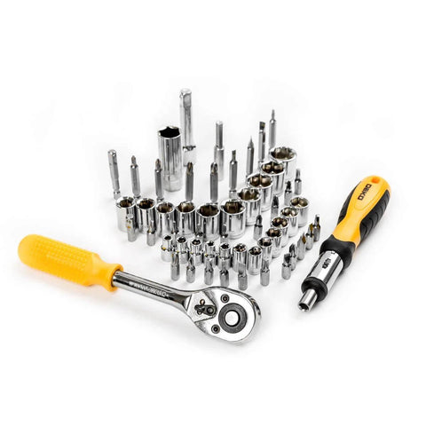 228 Piece Socket Wrench Auto Repair Tool Set With Mixed Hand Tools In Durable Plastic Toolbox Storage Case Chrome Finish Heavy Duty Build