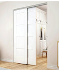 Bypass Sliding Door Hardware With Soft Close And Finger Pulls Aluminum Track Two Way Soft Close With Ball Bearing Wheels