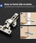 Full Overlay Cabinet Door Hinges With Soft Close Damper 105 Degree Adjustable Concealed Hinges Easy Install for Face Frame Cabinets