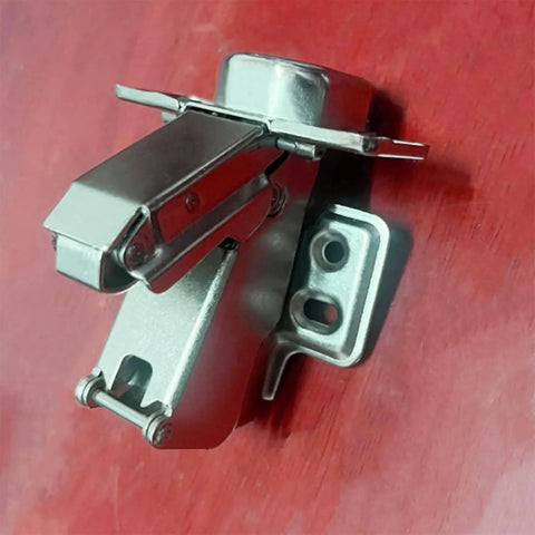2pack 180 Degree Soft Closing cabinets Hinge on red surface, Conceal Frameless Cabinet Slow self Closing Hydraulic Adjustable Hinge