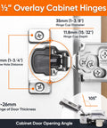 Soft Close Cabinet Hinges For Half Inch Overlay Kitchen Cabinets, 50 Pack Stainless Steel Concealed Face Frame Hinges With Quiet Close Damper