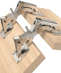 Chibery 4-pack 170-degree soft-close concealed cabinet hinges, silver metal, surface-mount for frameless cabinets.