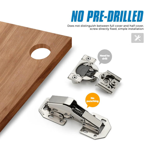 Two Pack Soft Close Hidden Cabinet Hinges For Kitchen Cabinets Surface Mount No Pre Drilled Install Easy Screw On Cupboard Doors