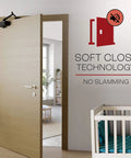 Automatic Adjustable Door Closers for Home - Soft Close, No Slam installed on wooden door in a home setting with crib visible